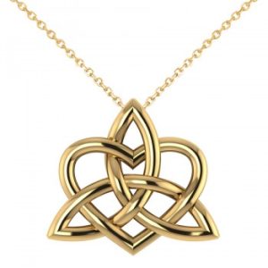 Celtic Trinity Knot Heart Pendant Necklace 14K Yellow Gold