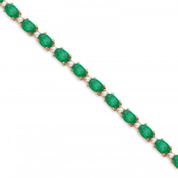 Emerald & Diamond Tennis Bracelet 14k Rose Gold (12.00ct)