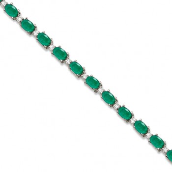 Emerald & Diamond Tennis Bracelet 14k White Gold (12.00ct)