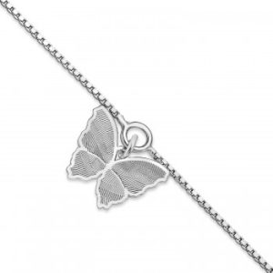 Butterfly Charm Anklet in Sterling Silver