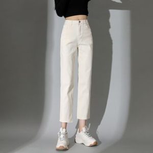 Mid Rise Plain Crop Straight Leg Jeans (Various Designs)