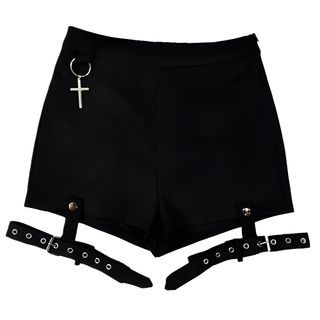 Cross Accent Shorts With Detachable Garter Straps