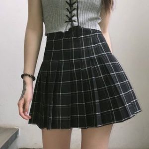 Plaid Pleated A-Line Mini Skirt