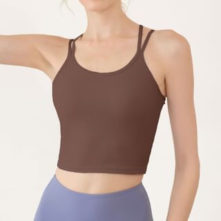 Plain Strappy Cropped Sports Camisole Top