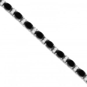 Black & White Diamond Oval Cut Tennis Bracelet 14k White Gold (9.25ctw)