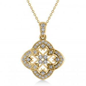 Four Leaf Clover Diamond Pendant Necklace 14k Yellow Gold (0.61ct)